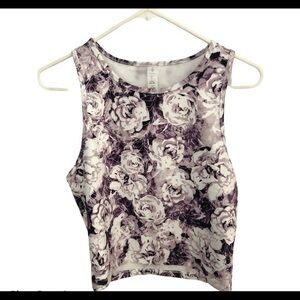 Balance Collection Purple Floral Rose Crop Top Athletic Tank‎ Large NWT